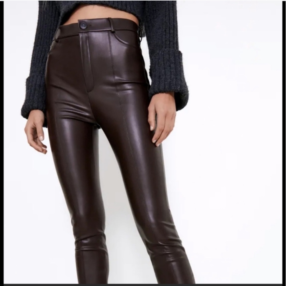 NWT ZARA Faux Leather Leggins Size Small - Picture 3 of 13